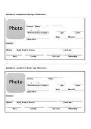 English Worksheet: ID card