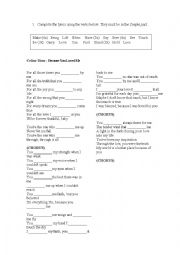 English Worksheet: Celine Dion - Because you loved me 