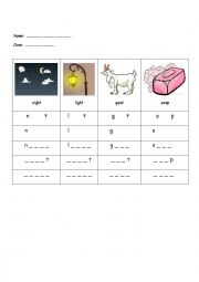 English Worksheet: oa and igh sound