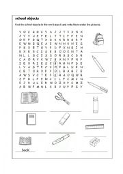 English Worksheet: School objects