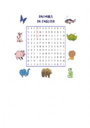 animals word search