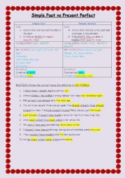 English Worksheet: Simple Past vs Present Perfect