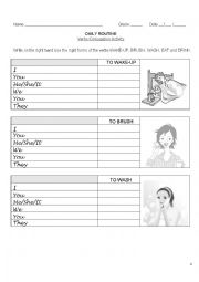 English Worksheet: DAILY ROUTINE - Verbs Conjugation Activity and Answers