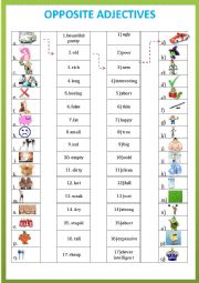 English Worksheet: OPPOSITE ADJECTIVES