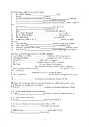 English Worksheet: Will and going to future-exercises