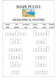 English Worksheet: geographical features