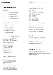 English Worksheet: Love profusion Song