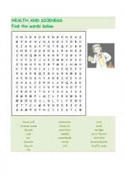 English Worksheet: health and sickness