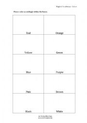 English Worksheet: English Vocabulary - Colours