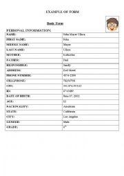 English Worksheet: Basic Form