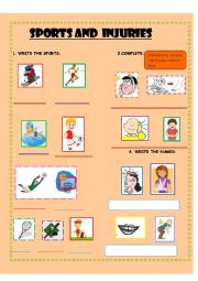 English Worksheet: sports and injuries