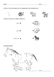 English Worksheet: farm animals and greetings