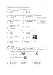 English Worksheet: year 4 vocabulary test