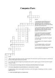 English Worksheet: Computer parts crossword