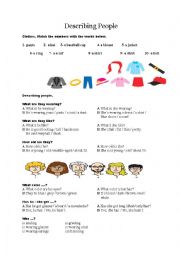 English Worksheet: Describing people