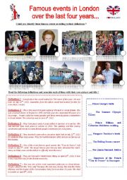 English Worksheet: Famous events in London over the last 4 years