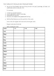 English Worksheet: past simple Regular and Irregular Verbs