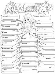English Worksheet: EXPRESSIONS ALL ABOUT ME FOR GIRLS AND FOR BOYS separately.