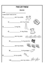 English Worksheet: this - these