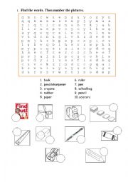 English Worksheet: School objects