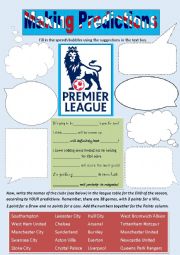 English Worksheet: Making Predictions with the English Premier League, 2014-15