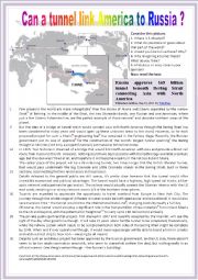 Can a tunnel link America to Russia?(Reading + comprehension questions + KEY)