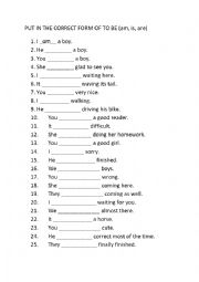 English Worksheet: Put in the correct form of To Be