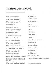 English Worksheet: Introduce myself