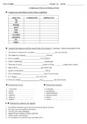 English Worksheet: comparatives &superlatives