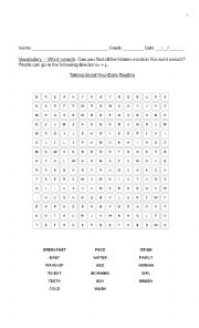 English Worksheet: WORDSEARCH-DAILY.ROUTINE-ACTIVITY-AND-ANSWERS