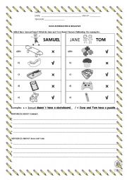 English Worksheet: Have affirmative and negative 