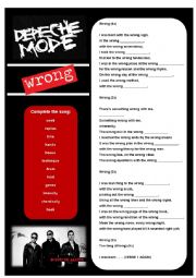 English Worksheet: Wrong - Depeche Mode