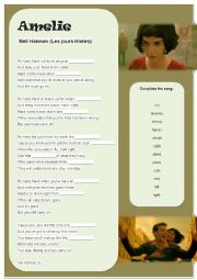 English Worksheet: Amelie (Les jours tristes) - Neil Hannon