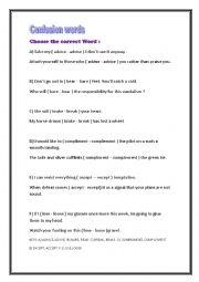 English Worksheet: CONFUSION WORDS