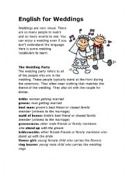 English Worksheet: English For Weddings