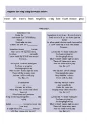 English Worksheet: Song: One day
