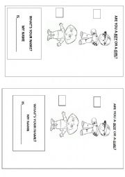 English Worksheet: are you a boy or girl?