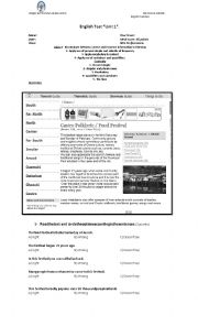 English Worksheet: KET format test reading listening included