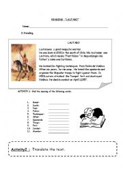 English Worksheet: Lautaro , a mapuche warrior