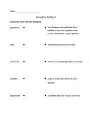 English Worksheet: Scientific Method Matching
