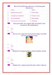 English Worksheet: Sleeping beauty quiz