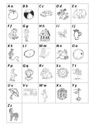 English Worksheet: ABC in pictures and tasks