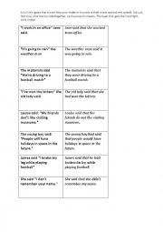 Direct/Indirect Speech Practice Game cards