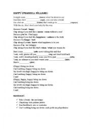 English Worksheet: Listening worksheet: Happy, by Pharrell Williams