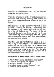 English Worksheet: Miss Lucy