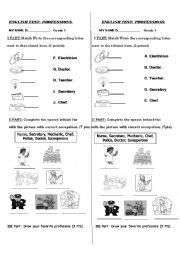 English Worksheet: EVALUATION: OCCUPATIONS 