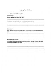 English Worksheet: English through songs- HAPPY by Pharrell Williams