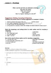 English Worksheet: Meetings