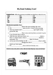 English Worksheet: The Best Holiday Ever