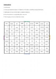 English Worksheet: bingo game ( part 1)